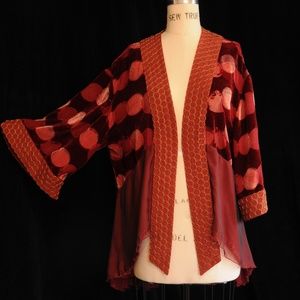 Fletcher Artworks, LLC Rust Silk Velvet Kimono in Medium
